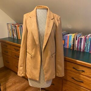 Nanette Lepore Brown Faux Suede Women's Blazer Size Medium